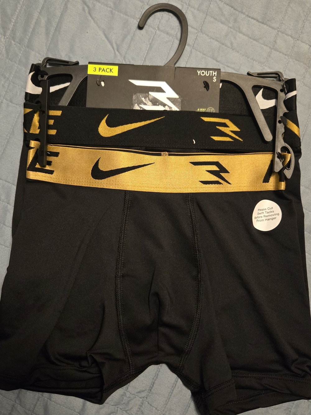 Nike Black Boxer Briefs with Gold Waistband – 3-Pack Youth